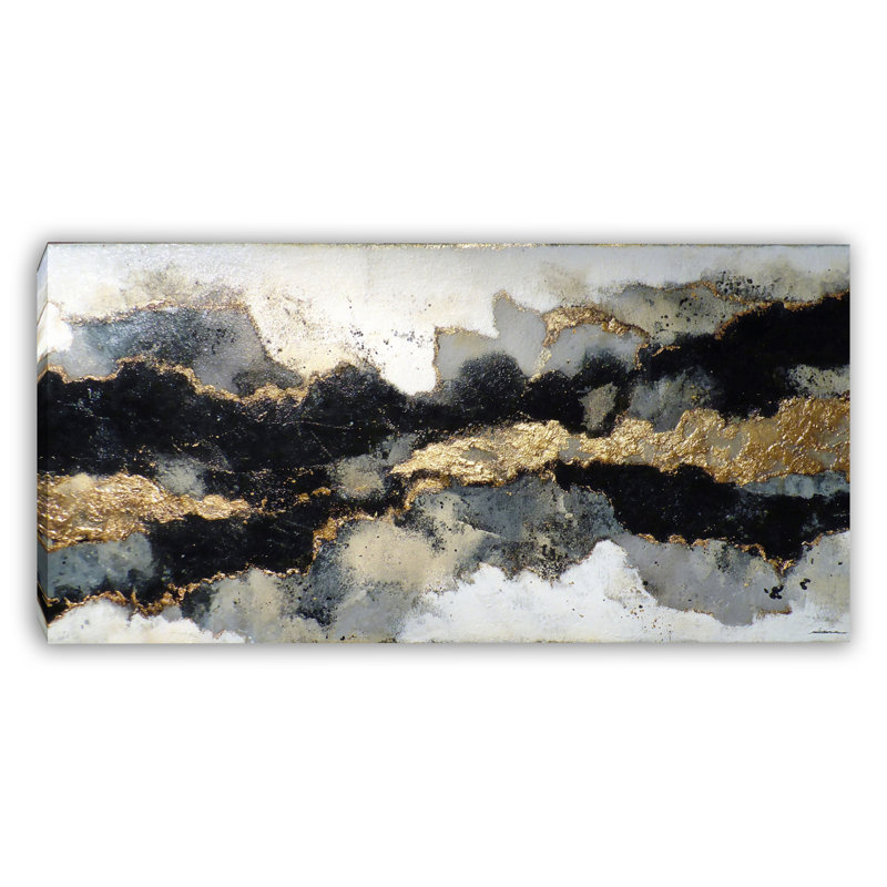 «Midnight Gold Horizon», art mural sur toile tendue, H 24 po x l 48 po x 1,5 po