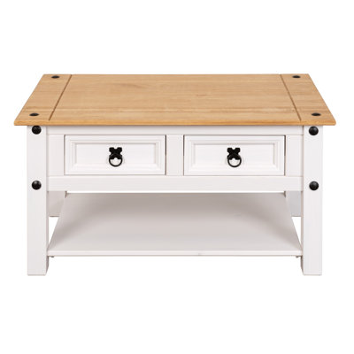 Coffee Table 2 Drawer Solid Wood Corona Style