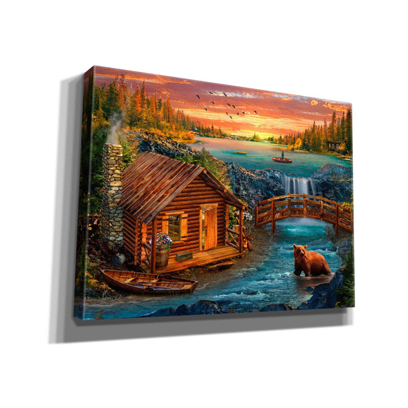 33 River Cabin by Chris Dobrowolski - Wrapped Canvas Print, 12" H x 16" W x 0.75" D
