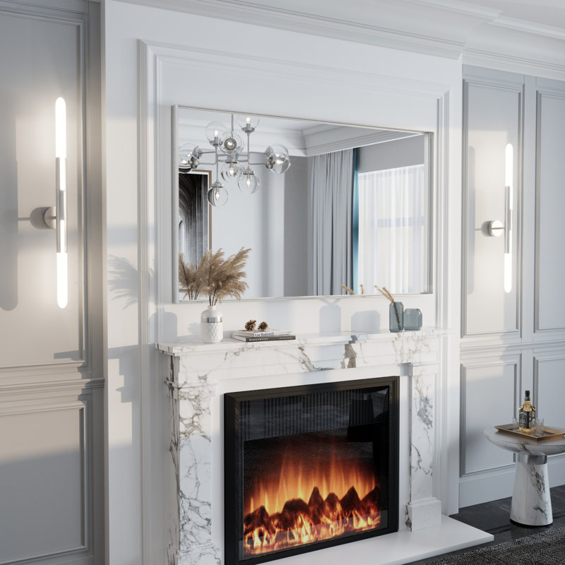 Miroir mural Aevar, 51 po x 30 po, Argent brossé