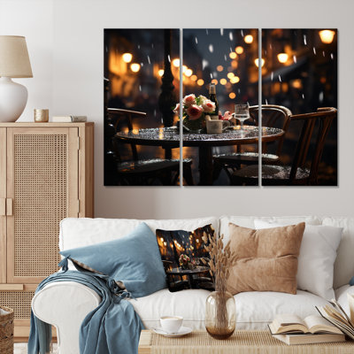 «France Parisian Cafe Charm I», reproduction sur toile 3 pièces