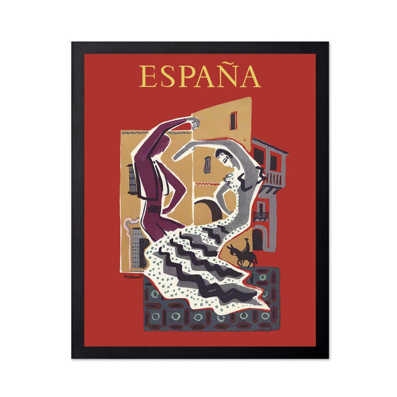 Espana, Cadre noir, Affiche, H 24 po x l 32 po