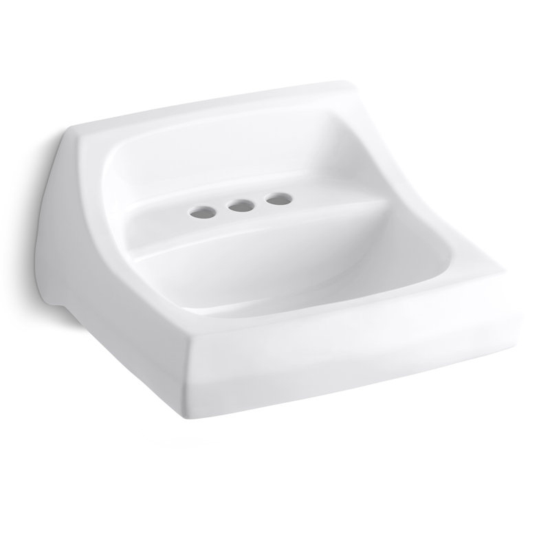 Kingston Vitreous China Rectangular Wall Mount Bathroom Sink with Overflow, Almond, 4"