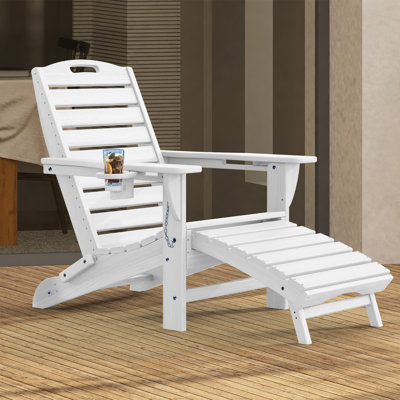Firepit Chairs Wood Texture Foldable Adirondack Chair With Ottoman and adjustable backrest