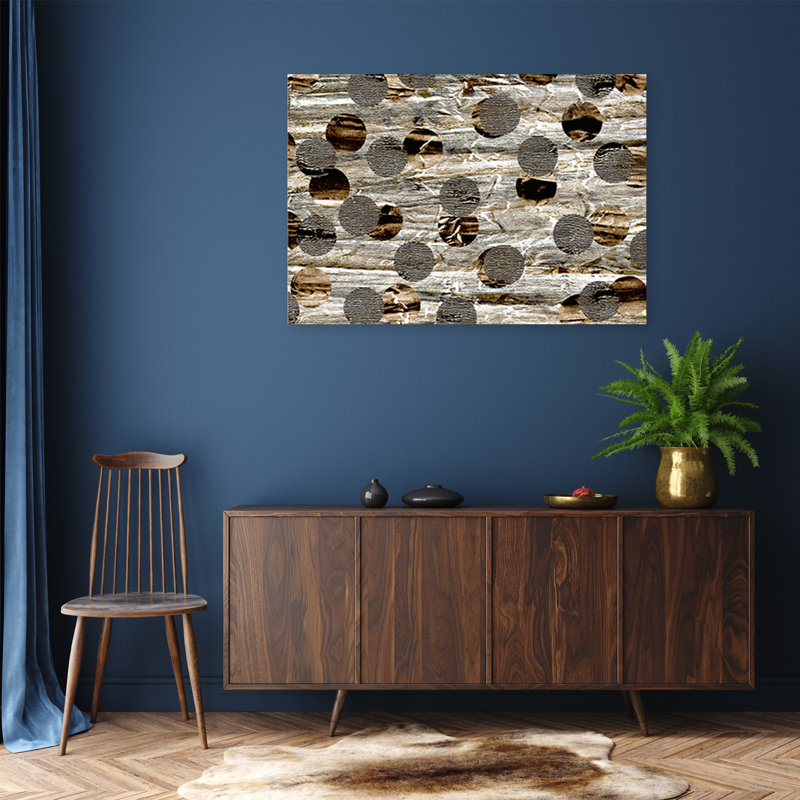 Abstract Brown Circles - No Frame Print on Canvas, 70cm H x 100cm W