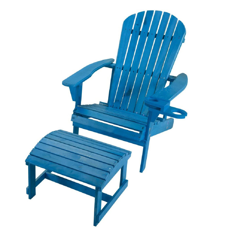 Artiana Pine Outdoor Adirondack Chair, Sky Blue