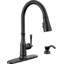 Robinet de cuisine noir Capertee avec douchette extractible et distributeur de savon, robinet d'évier de cuisine moderne monotrou, poignée simple, noir mat-86678070