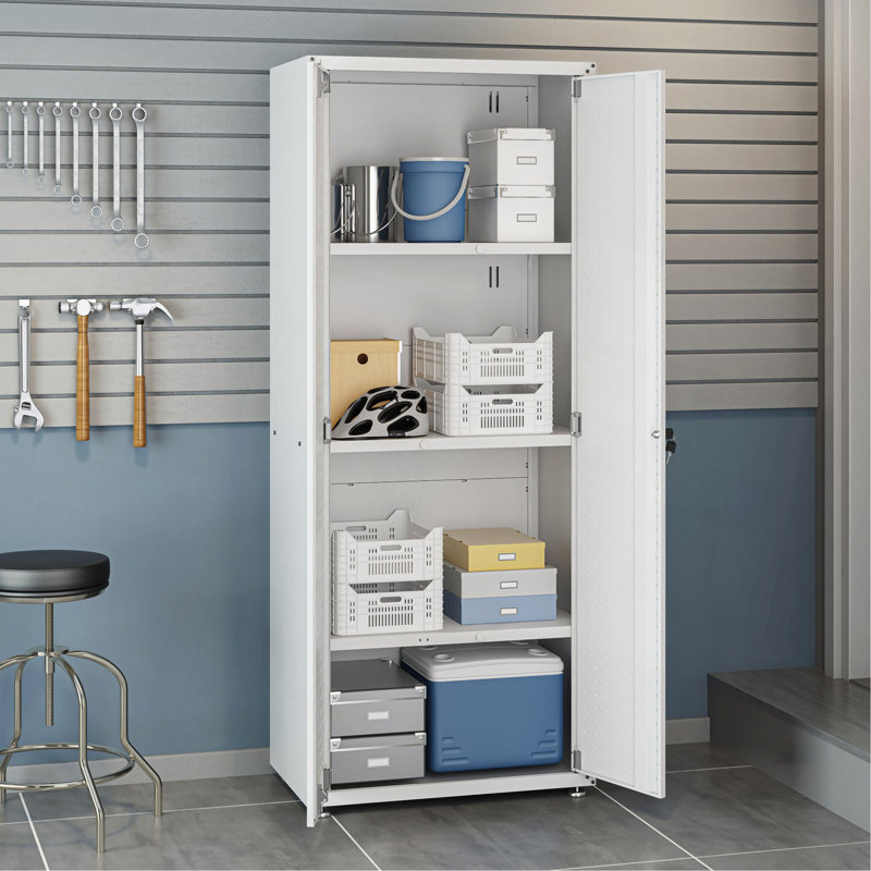 Grande armoire de garage blanche, White