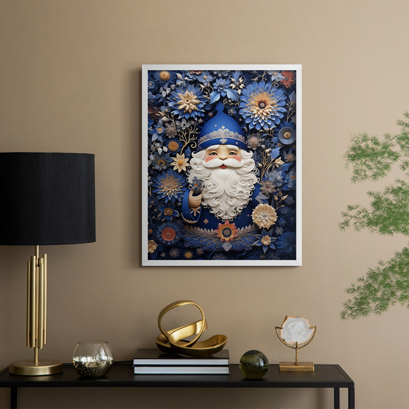 «Christmas Holiday Art» DCLIV, reproduction d'art encadrée - bois massif, H 11 po x l 9 po, Blanc