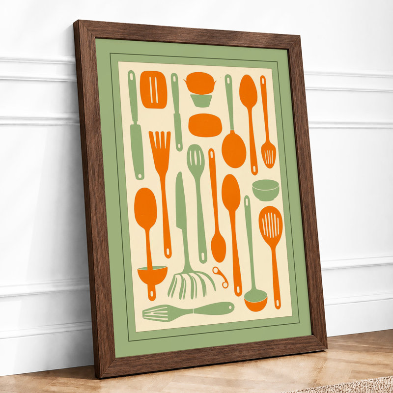 Culinary Order Mid-Century - Framed Print, Walnut, A4 - 29.7 x 21.0 cm