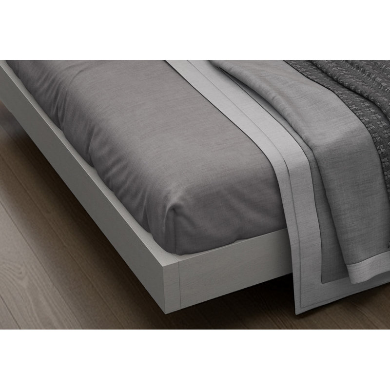 Staci Upholstered Platform Gray Queen Bed, Queen, Gray