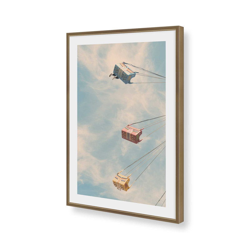 «Swing Seats In The Sky», reproduction d'art, Cadre de coin ouvert en or brossé, H 25,25 po x l 37,25 po