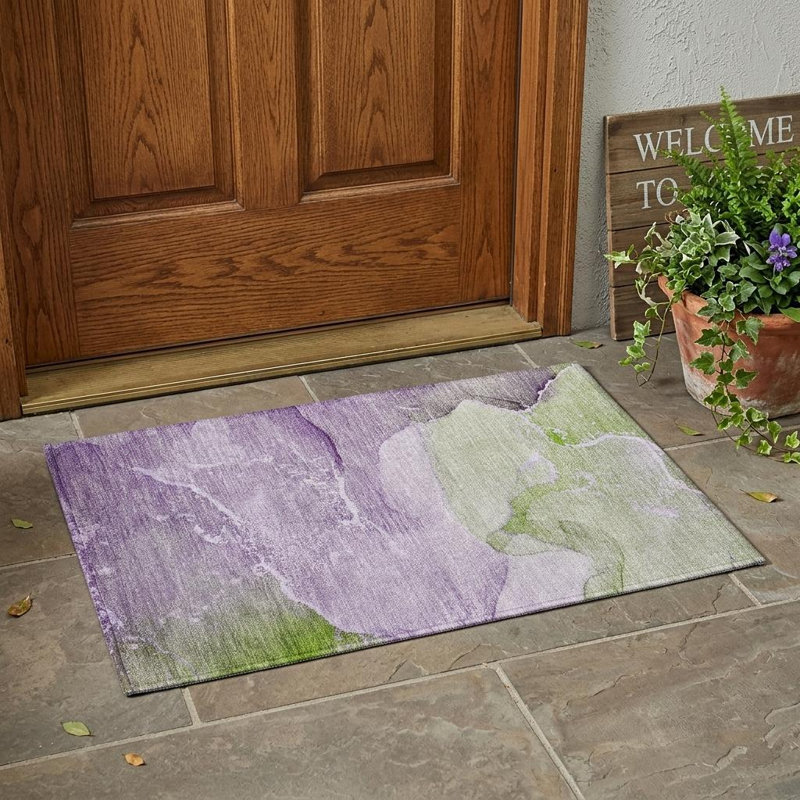 Tapis extérieur lavable et antidérapant 2 pi x 3 pi mauve