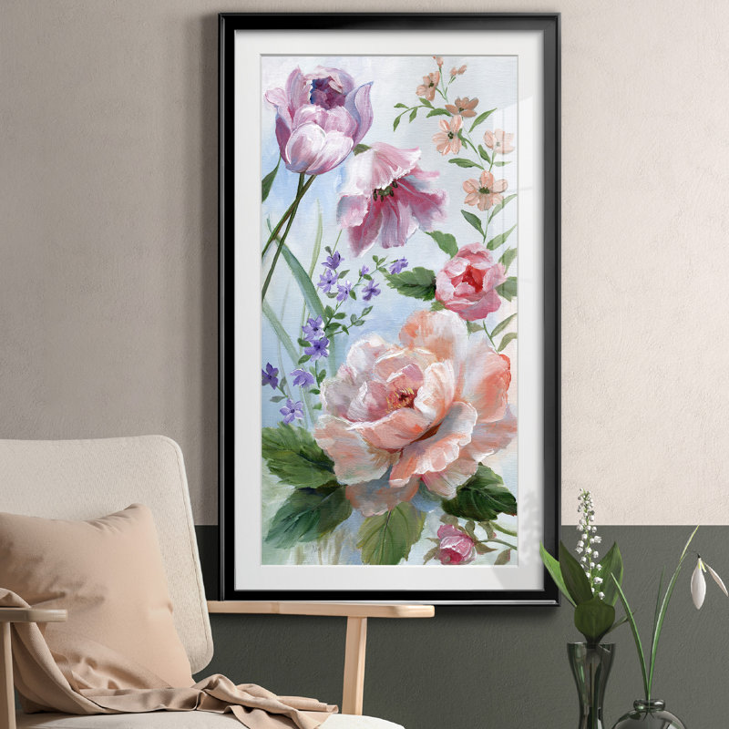 Romantiques botaniques II - Cadre photo, reproduction d'art sur papier, H 22,5 po x l 42,5 po x P 1,5 po, Cadre noir