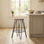 Tabouret de bar industriel en bois d'orme massif de 61 cm (24 po), tabouret rond à hauteur de comptoir avec pieds en épingle à cheveux en fer noir, pour la cuisine et le bar à domicile, brun cacao