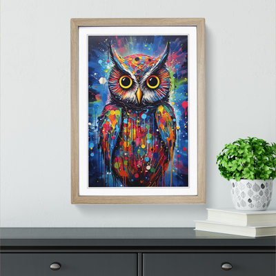 Owl Abstract - Single Picture Frame Print on Wood