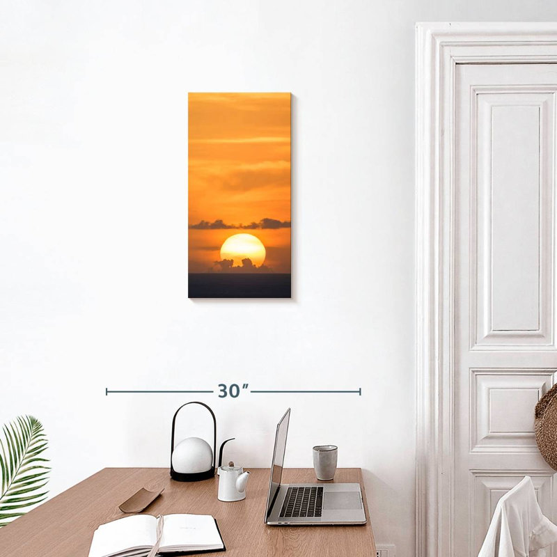 Coucher de soleil brillant des Antilles, H 24 po x l 12 po