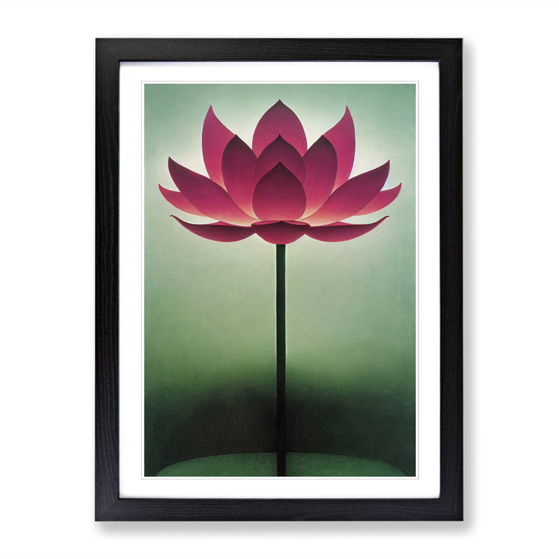 Lotus Flower - Single Picture Frame Print, Black, 46cm H x 34cm W x 2cm D