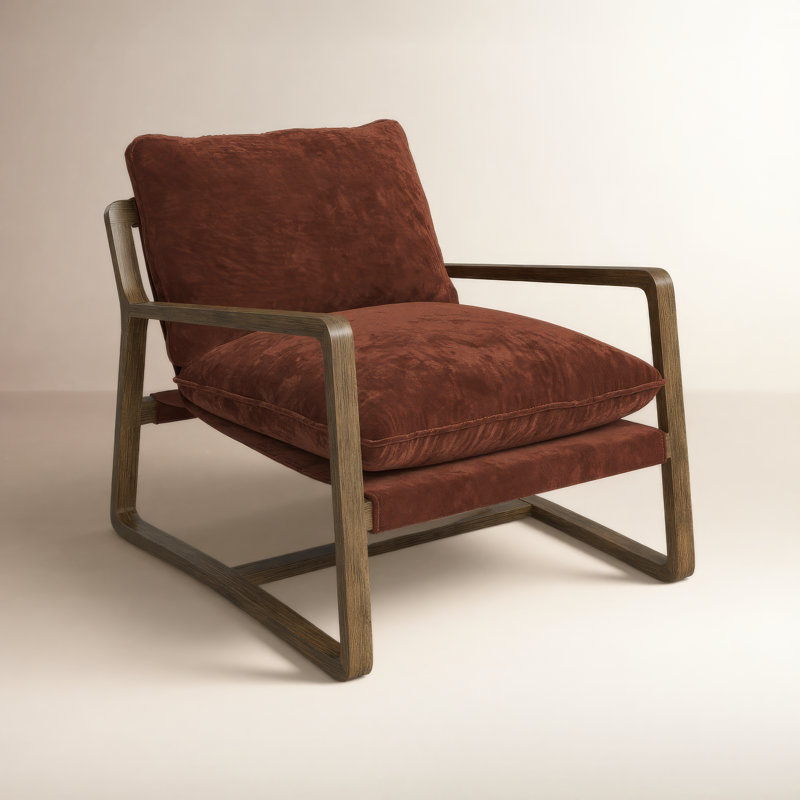 Goldberg Wooden Frame Armchair, Toasted Umber, Surrey Auburn Performance