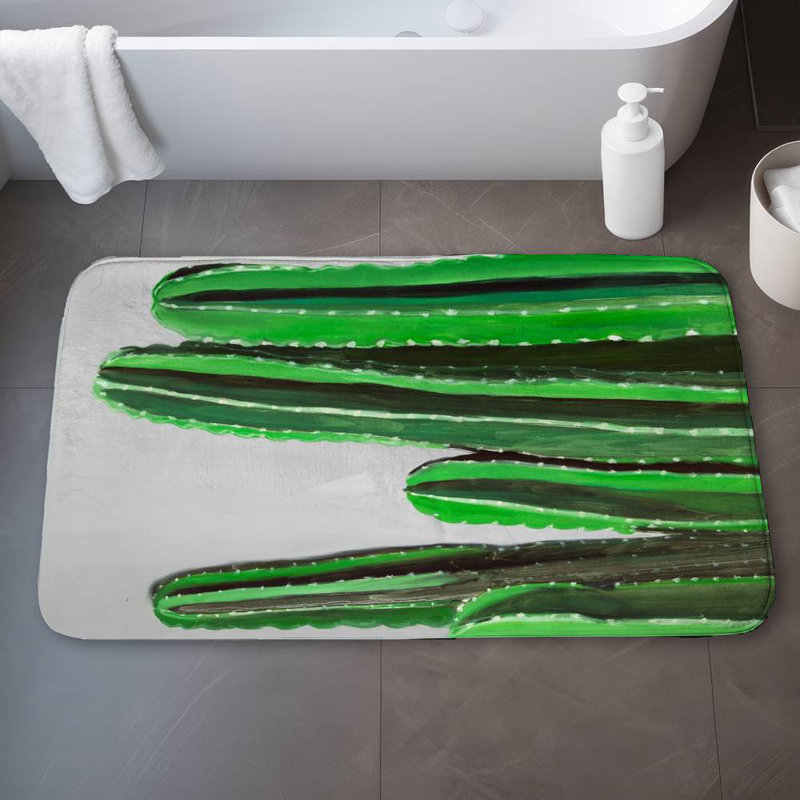 Cactus candles Bath Mat with Non-Slip Backing - Quick Dry Memory Foam Bathroom Rug - Absorbent - Modern Plush Spa-Style - Machine Washable
