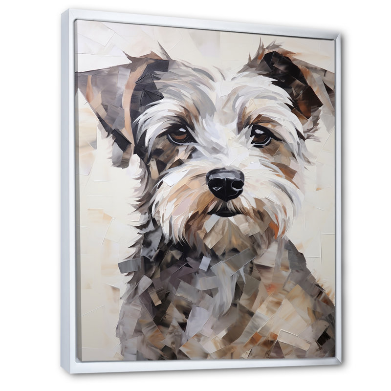Yorkshire Terrier, portrait curieux, Cadre flottant blanc, H 20 po x l 12 po x P 1 po