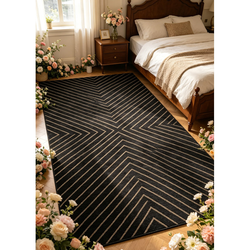Easy Jute Rug Geometric Striped Area Rug Outdoor Rug Neutral Dining Living Room Rug Farmhouse Non Slip Washable Outdoor Black Carpet for Office Deck Patio Backyard Bedroom