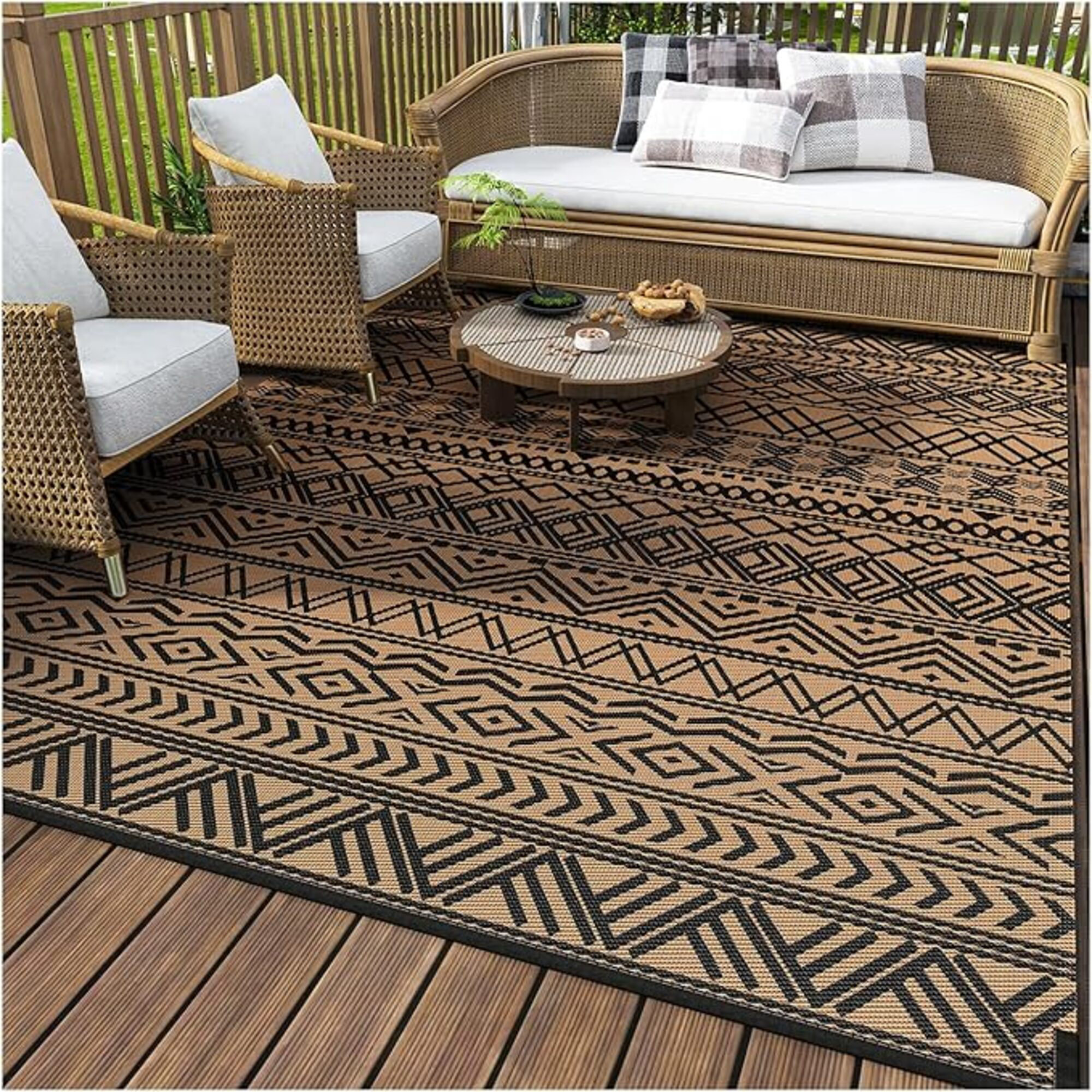 Rustic Mat Rrof Union Rustic Montvoo Outdoor Rug Carpet Waterproof 6X9 Outdoor Patio ...