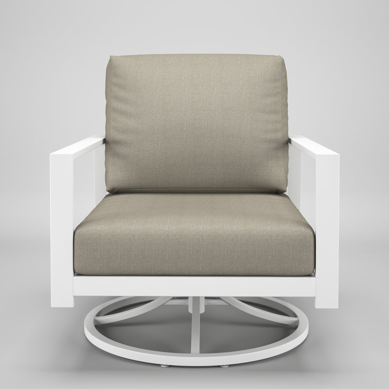 Chaise berçante d'extérieur en métal avec coussin Sunbrella Townsend, Palette colombe