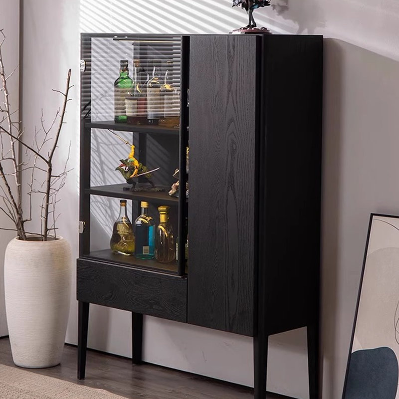 Vitrines noires en bois massif, Noir