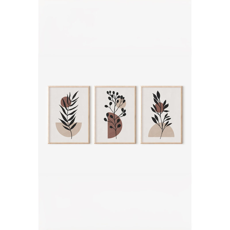 Ensemble de 3 peintures élégantes encadrées décoratives, 12,9 po x 18,9 po | Cadre 100% bois massif (épaisseur: 0,8 pouce), œuvre d'art 100% MDF | Impression numérique éclatante, parfaite pour la décoration de salon et de bureau