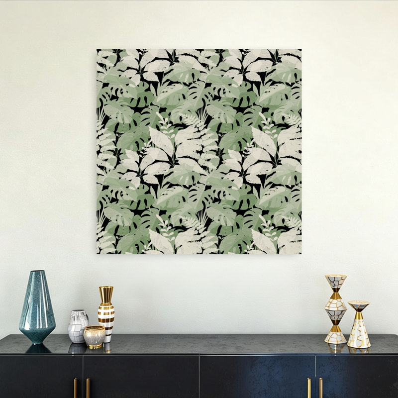 Art mural de forêt fougère abstraite, 32" H x 32" W