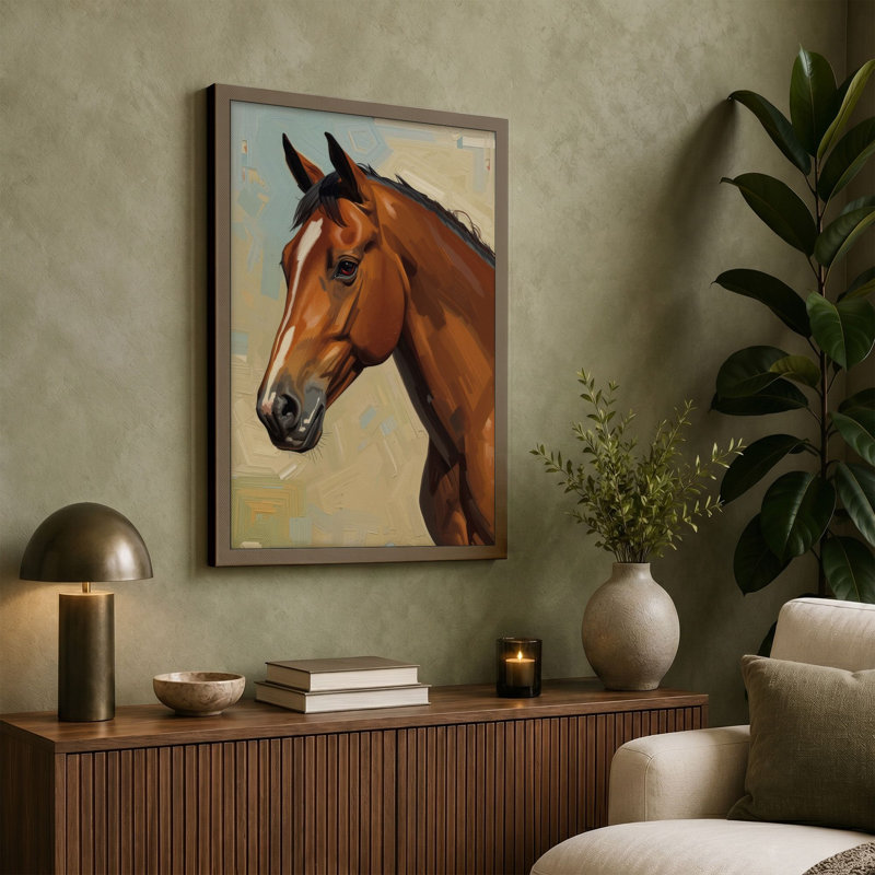 Equine Portrait Modern - Wrapped Canvas, 30x20 - 76.2 x 50.8 cm, Ochre Border