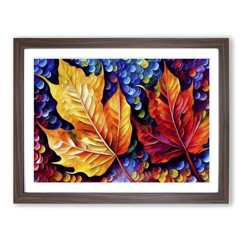 Glimmering Leaf Vol.1 - Framed Print, 46cm H x 64cm W x 2cm D, Walnut