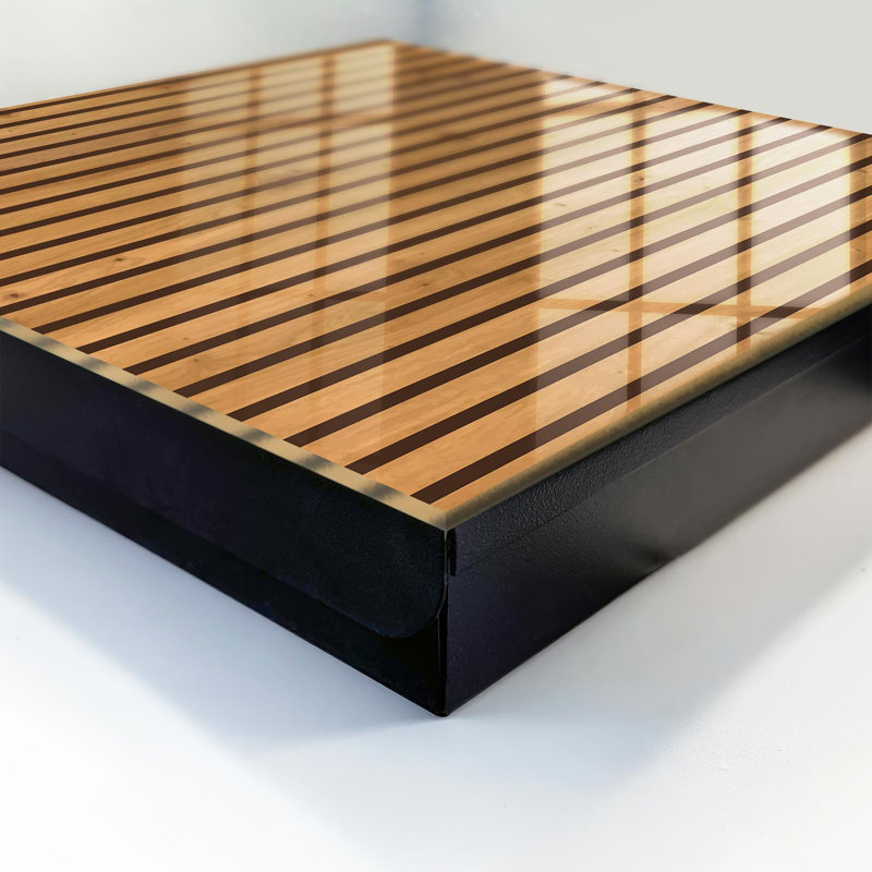Key box for wall, Opens to the right, 30x30x5, White, Wooden vertical strips with a natural pattern, 