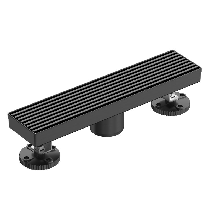 Garniture de drain de douche à grille linéaire 12 po x 2,76 po, Matte Black