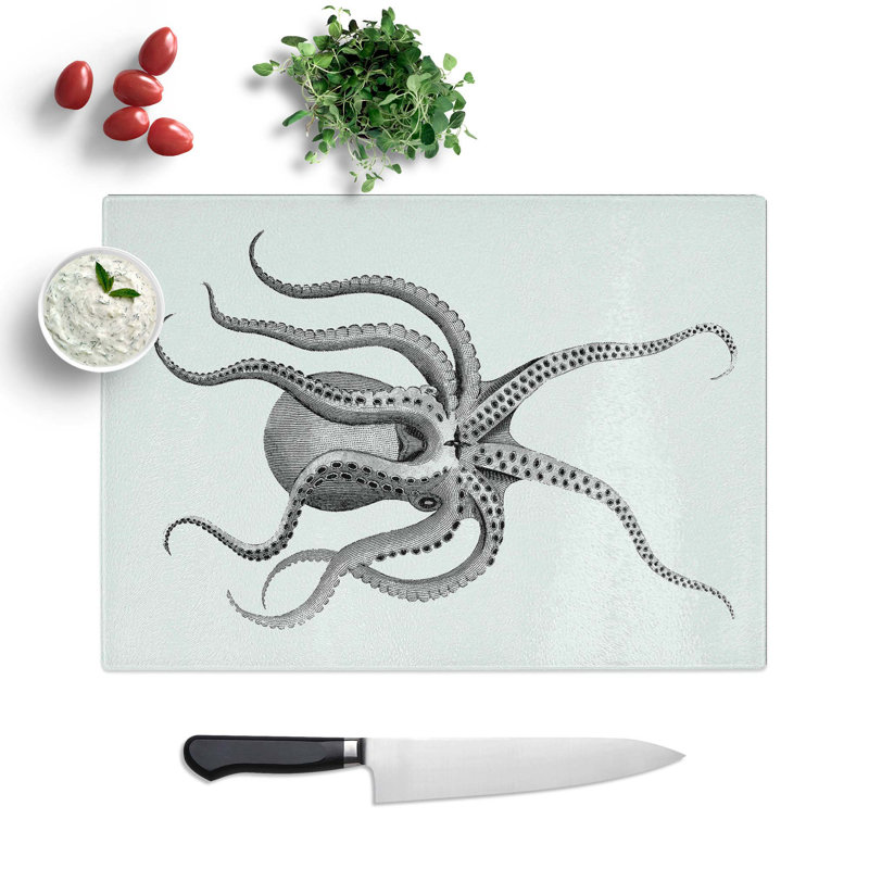 Tempered Glass an Octopus Chopping Board, 28.5 cm W x 20 cm L