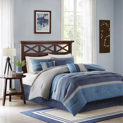 7 Piece Microsuede Comforter Set Navy