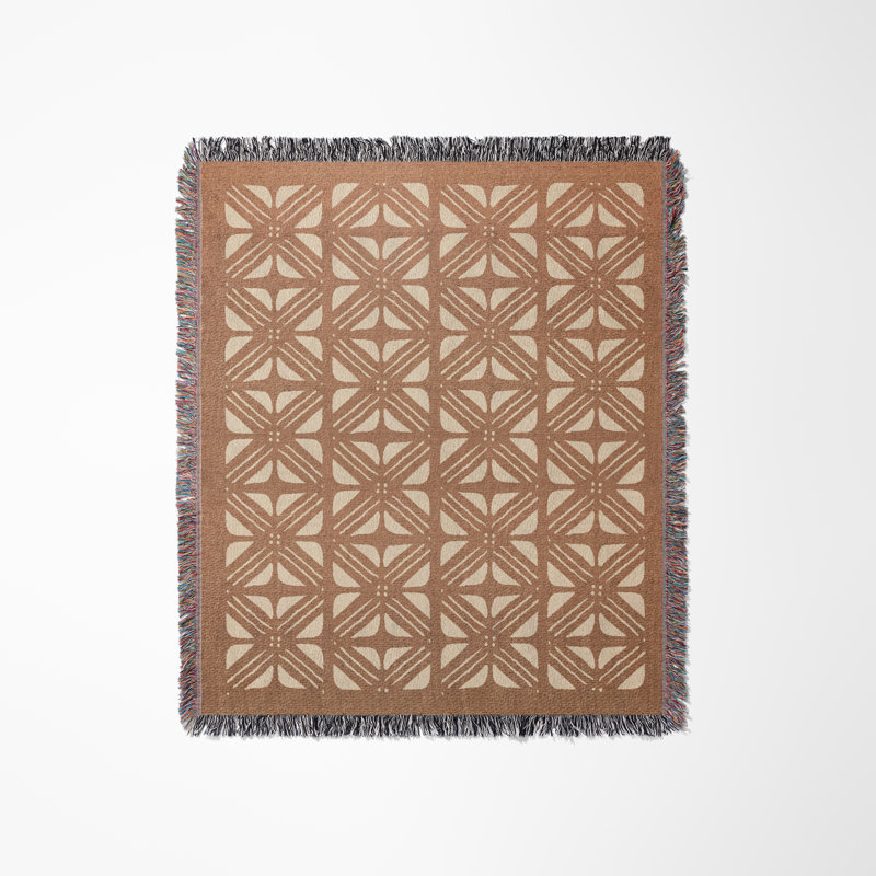 Couverture abstraite 100% coton, Noir / Beige, Simple