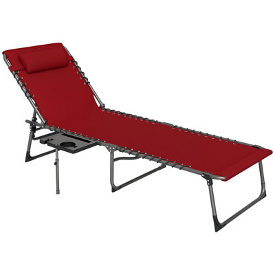 Méridienne pliante, chaise de bronzage réglable à 5 niveaux, rouge