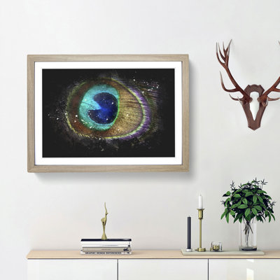 Delicate Peacock Feather Paint Splash - Picture Frame Graphic Art