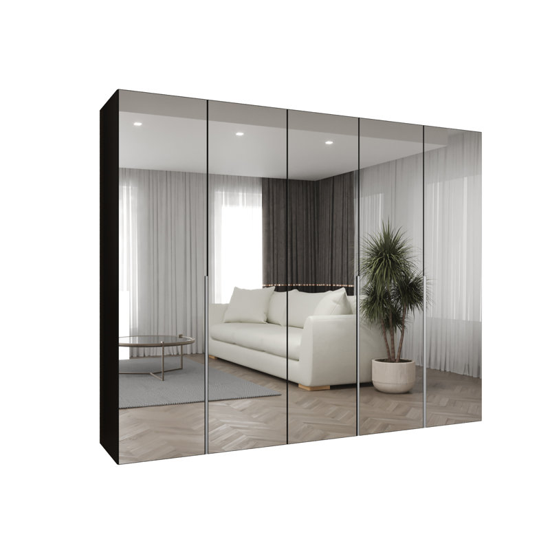 Manufactured Wood Wardrobe, black matt + handles: cashmere