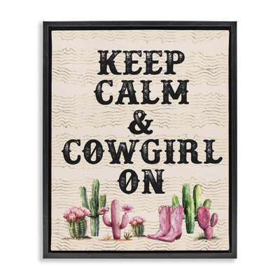  «Keep Calm & Cowgirl On Canvas», art mural par lettrage et doublure