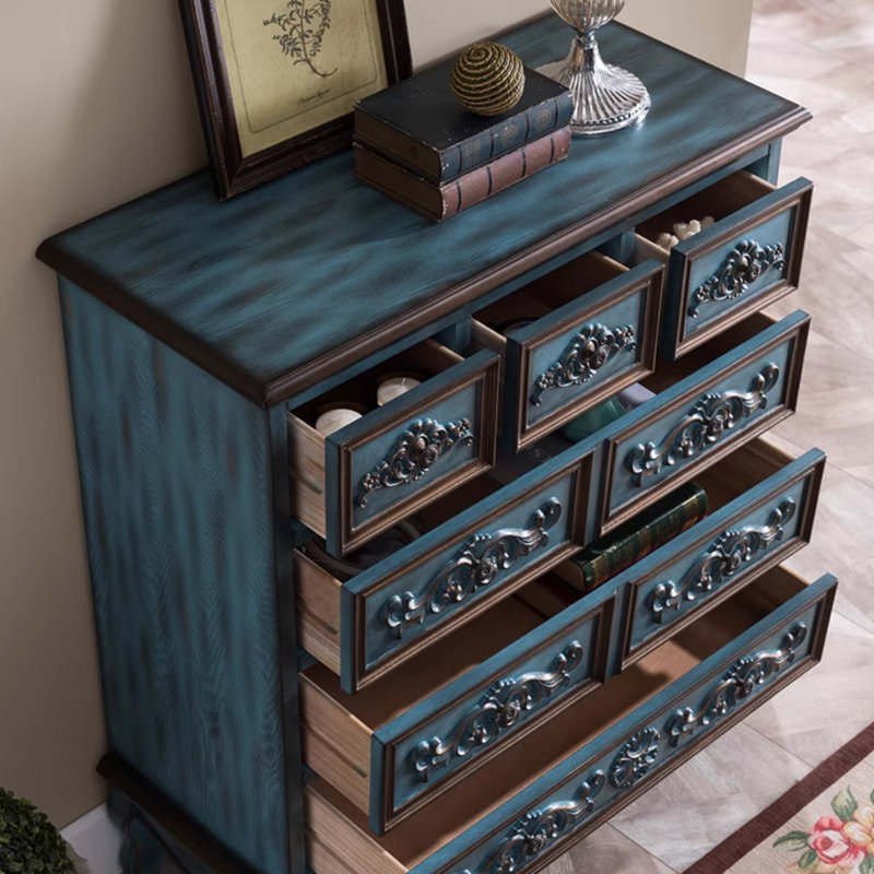 Armoire d'appoint en bois massif et manufacturé, Bleu