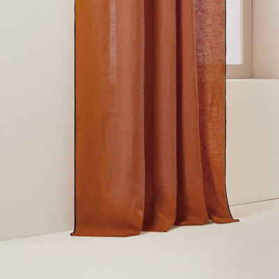 Carlina Linen Semi Sheer Curtain Panel Pair Single Panel