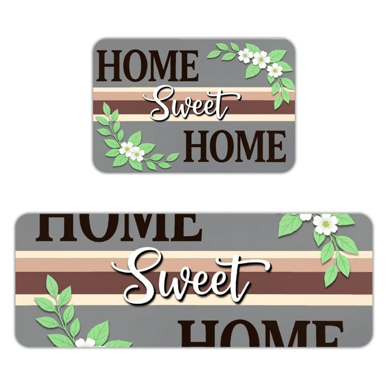 Ensemble de 2 tapis de sol rayés en flanelle Sweet Home