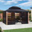 Solarium en aluminium à toit double pour terrasse en bois 12 pi x 14 pi avec toit en fibre de verre mauve pourpre-105341482