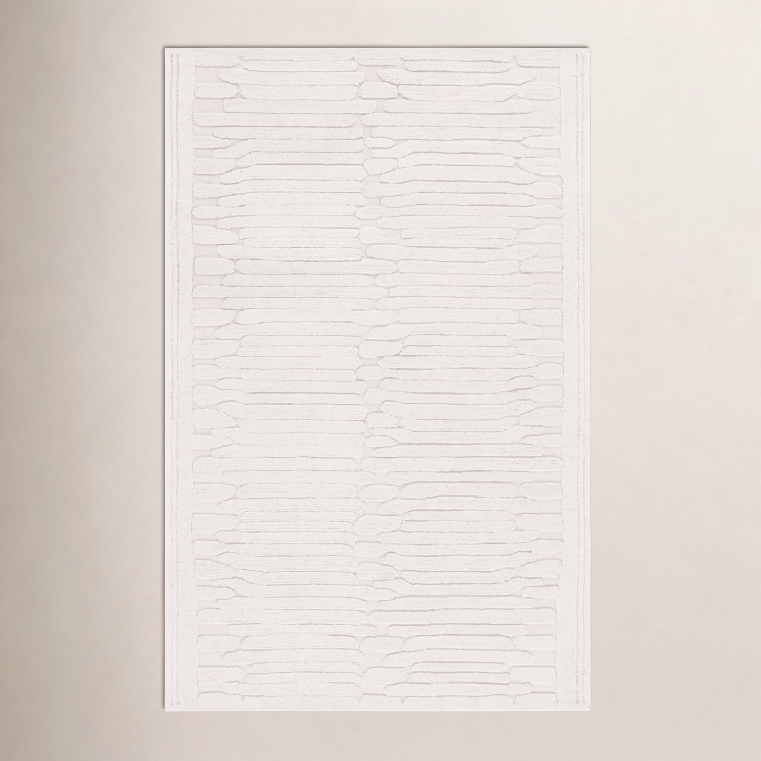 Elona Ivory Hand-Tufted Abstract Wool Rug, Rectangle 3' x 5'