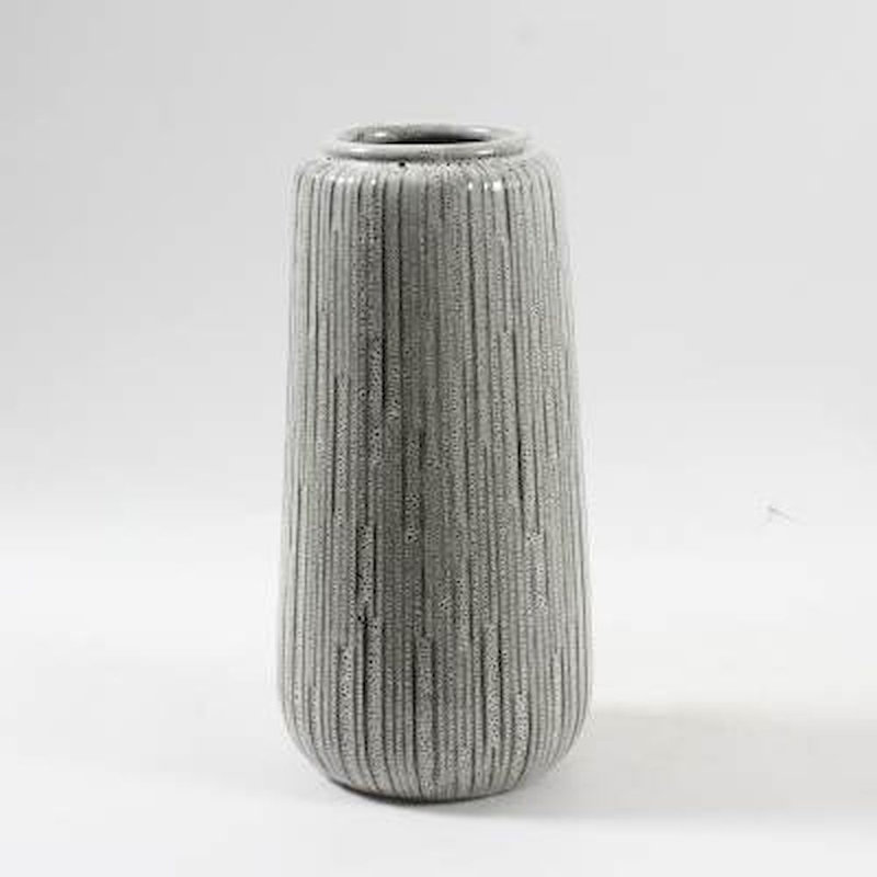 Vase de table en céramique gris Curtice, H 12,6 po x l 6,3 po x P 6,3 po