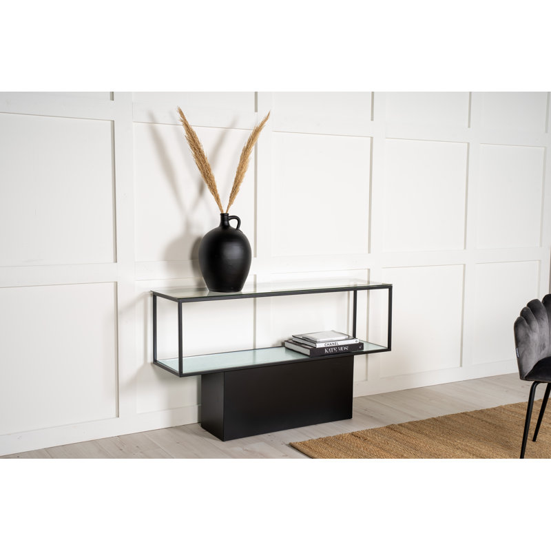 Ilirjan Glass Top Floor Shelf End Table