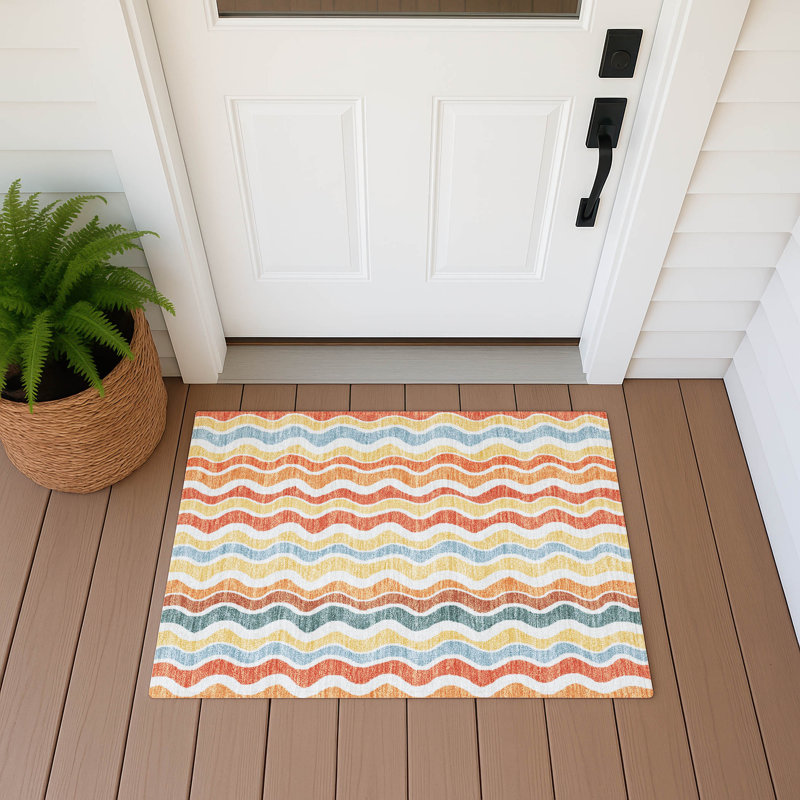 Machine Washable Indoor/Outdoor Bourkelands ACN2342 Stripes Rug, Rectangle 1'8" x 2'6"